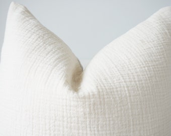 White Cream Striped Pillow Cover