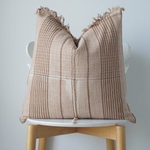 Brown Tribal Hemp Hand Woven Natural Dye Color Hmong Lumbar Pillow Cover