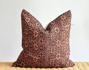 Black Neutral Tribal Hemp Hand Woven Natural Dye Color Lumbar Pillow Cover