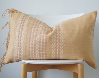 brown Tribal Hemp Hand Woven Natural Dye Color Pillow Cover