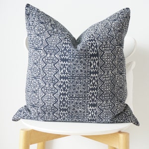 Indigo Neutral Tribal Hemp Hand Woven Natural Dye Color Lumbar Pillow Cover