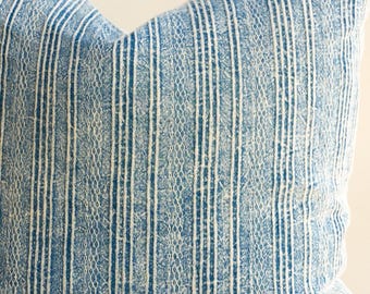 Indigo Hmong Pillow Cover: Vintage Batik, Bohemian Decor