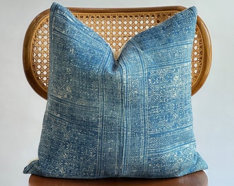 Indigo Neutral Tribal Hemp Hand Woven Natural Dye Color Lumbar Pillow Cover