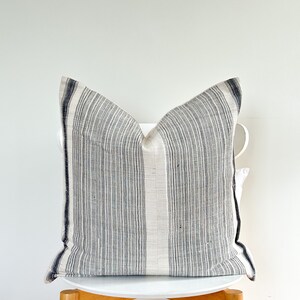 Gray Neutral Tribal Hemp Hand Woven Natural Dye Color Lumbar Pillow Cover