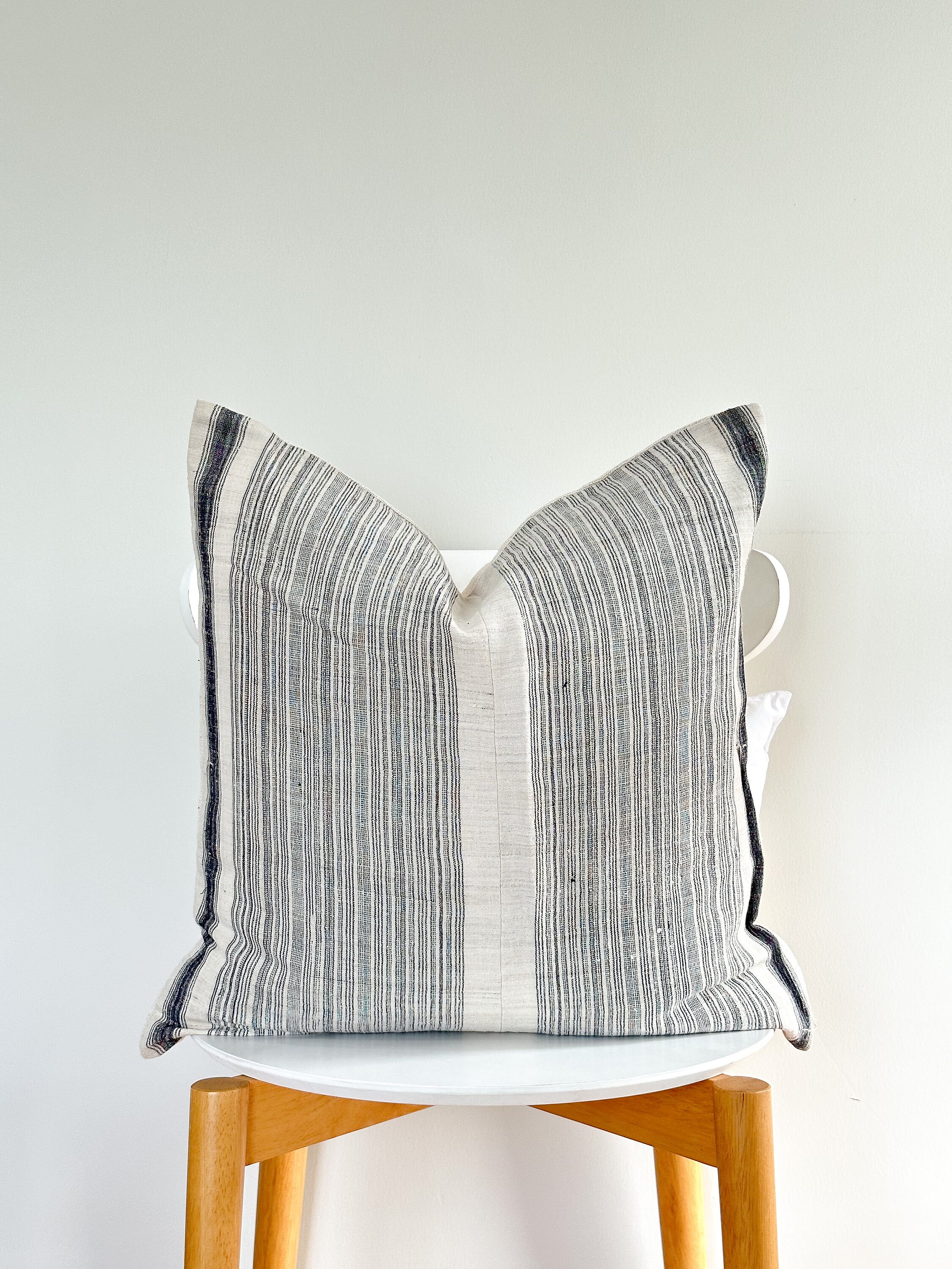 Gray Neutral Tribal Hemp Hand Woven Natural Dye Color Lumbar Pillow Cover