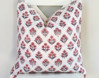 Funda de almohada con estampado floral en bloque: decoración bohemia de estilo rústico (50,8 x 50,8 cm)