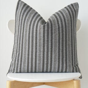Gray Green Striped Pillow Cover