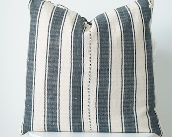 Black Neutral Tribal Hemp Hand Woven Natural Dye Color Lumbar Pillow Cover