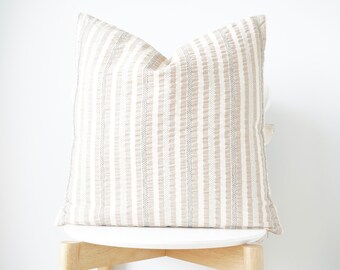 Cream Black Striped Pillow Cover