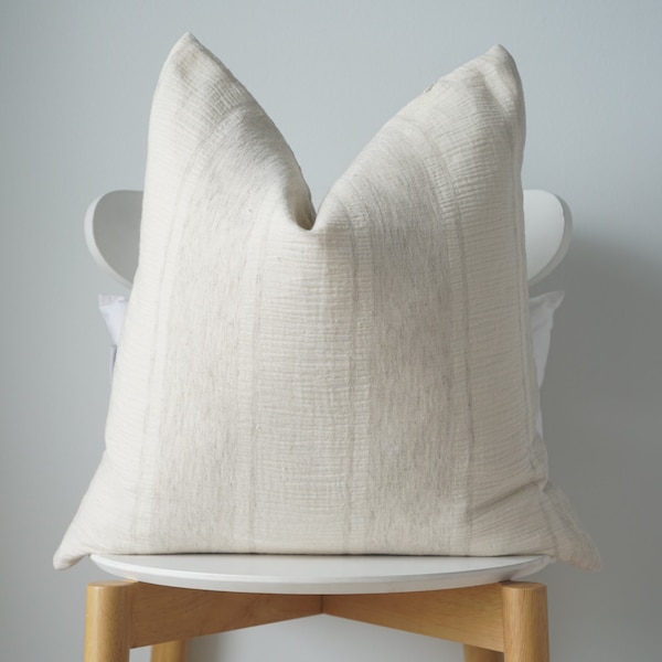 Beige Striped Pillow, neutral Pillow, farmhouse Pillow, Modern bohemian, Modern boho, Lumbar Throw Pillow, Home Decor, Decorative Pillow