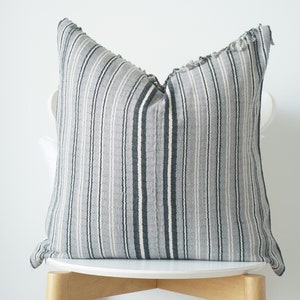 Gray Neutral Tribal Hemp Hand Woven Natural Dye Color Lumbar Pillow Cover