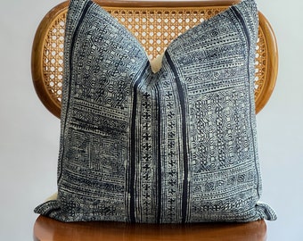 Indigo Neutral Tribal Hemp Hand Woven Natural Dye Color Lumbar Pillow Cover