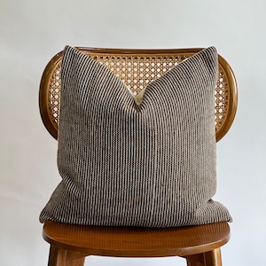 Brown Striped Pillow, neutral Pillow, farmhouse Pillow, Modern bohemian, Modern boho, Lumbar Throw Pillow, Home Decor, Decorative Pillow