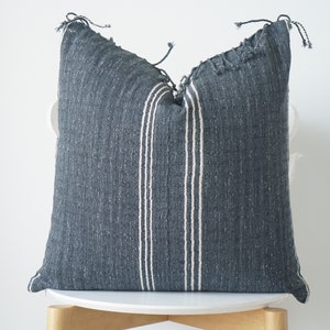 Black Neutral Tribal Hemp Hand Woven Natural Dye Color Lumbar Pillow Cover
