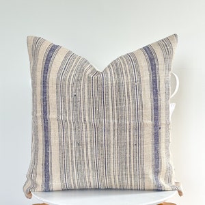 Indigo Neutral Tribal Hemp Hand Woven Natural Dye Color Lumbar Pillow Cover