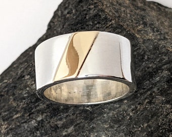 Sterling Silver & 14 Karat Pink Gold Band Style Ring