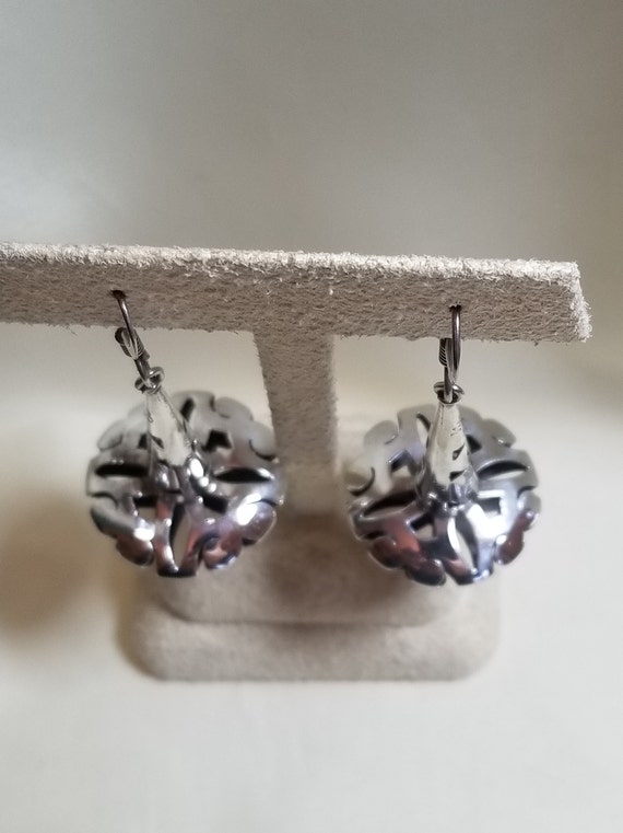 Vintage Sterling Silver Drop Dangle Earrings - image 3