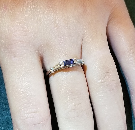 Anillo de bodas de diamantes y zafiros de platino Sasha Etsy M xico