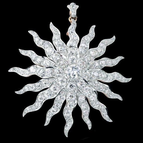 Antique Late Victorian Era 1890 Diamond Starburst… - image 9