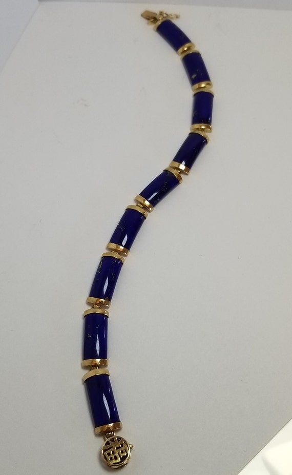 Ladies 14kt Yellow Gold Oriental Lapis Lazuli Bra… - image 7