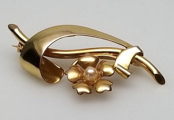 1940's Carl Art 10 Karat Yellow Gold  Retro Era P… - image 2