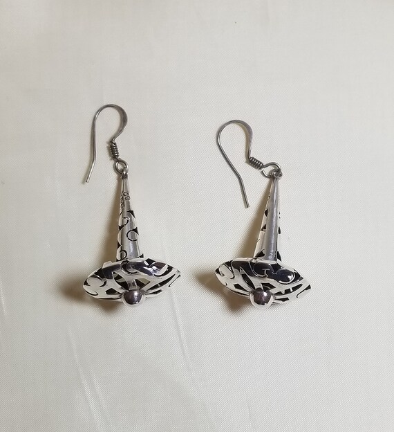 Vintage Sterling Silver Drop Dangle Earrings - image 4