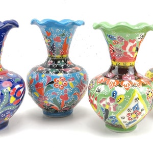 Ceramic Hand Painted Vase - Various Colors of Ottoman Tulip and Flower