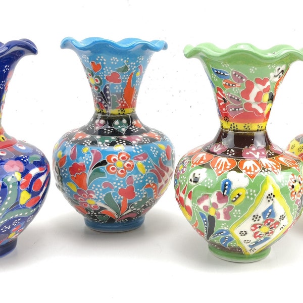 Ceramic Hand Painted Vase - Various Colors of Ottoman Tulip and Flower