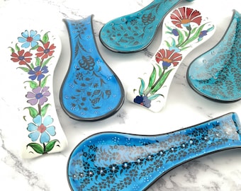 Ceramic Spoon Holder - Hand Painted Turkish Pottery