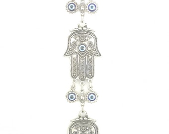 Handmade Wall Hanging - Hand of Hamsa - Fatima Evil Eye - Nazar Alloy - Lucky Eye