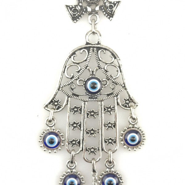 Handmade Wall Hanging - Hand of Hamsa - Fatima Evil Eye - Nazar Alloy - Lucky Eye