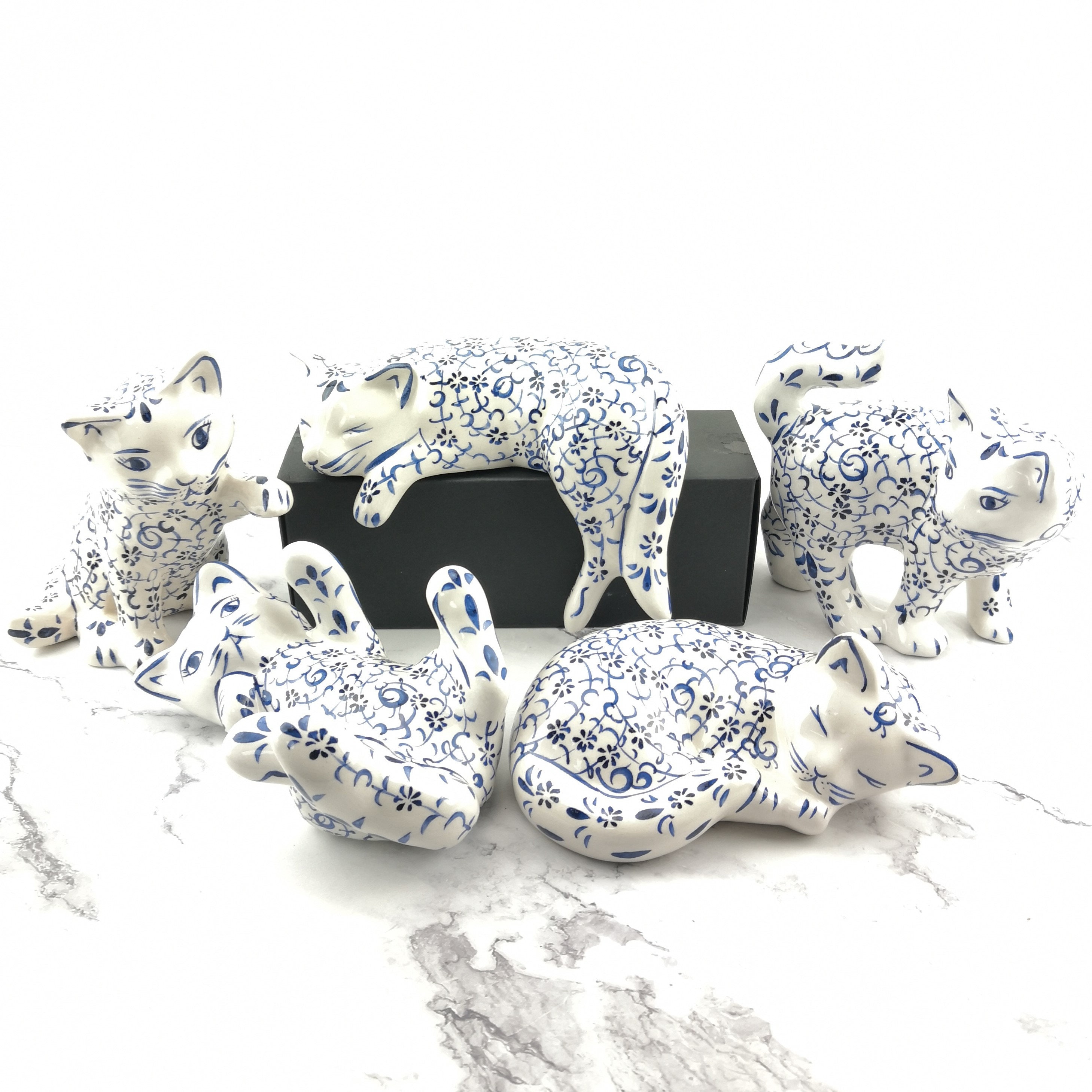 手作り陶器猫 - 手描きのトルコ陶器猫 - Etsy 日本
