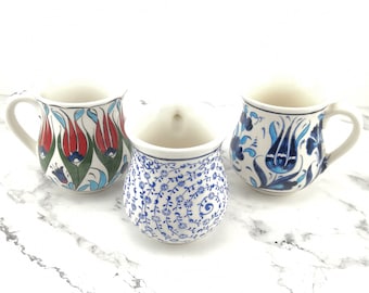 Handmade Ceramic Tea/Coffee Mugs With Traditional Decorative Figured