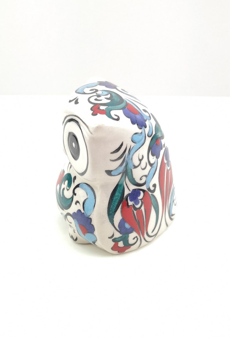 A Beautiful Traditional Turkish Pottery Ceramic Hand Painted Owl Figure