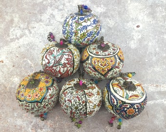 Handmade Ceramic Ball Hang - Hand Painted Ceramic Wall Hanging