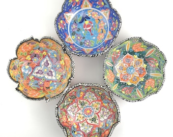 Cuencos de Cerámica Pintados a Mano - Grandes (15 cm) - Cuencos Decorativos Hechos a Mano