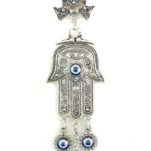 Handmade Wall Hanging - Hand of Hamsa - Fatima Evil Eye - Nazar Alloy - Lucky Eye