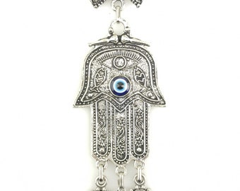 Colgante de pared hecho a mano - Mano de Hamsa - Ojo de Fátima - Aleación Nazar - Ojo de la Suerte