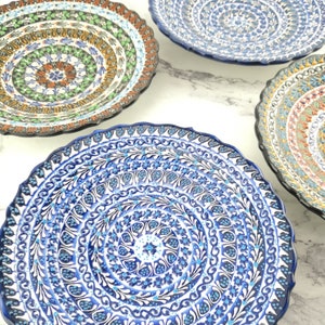 Ceramic Hand Painted Plate(18 cm) - Handmade Turkish Pottery - Wall Hanging