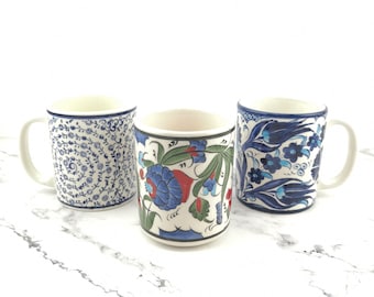 Tazas de té/café de cerámica hechas a mano con figuras decorativas tradicionales