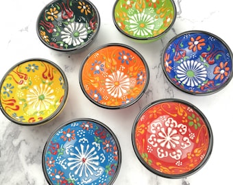 Ceramic Hand Painted Bowls - Small(8 cm) - Traditional Turkish Handmade Decorative Bowls