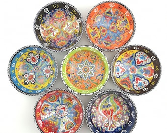 Cuenco de cerámica pintado a mano - Mediano (12 cm) - Cuencos decorativos tradicionales hechos a mano