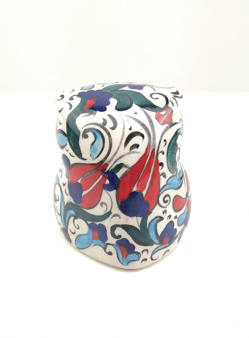 A Beautiful Traditional Turkish Pottery Ceramic Hand Painted Owl Figure
