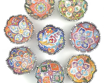 Ceramic Hand Painted Bowls - Medium(12 cm) - Traditional Turkish Handmade Decorative Bowls