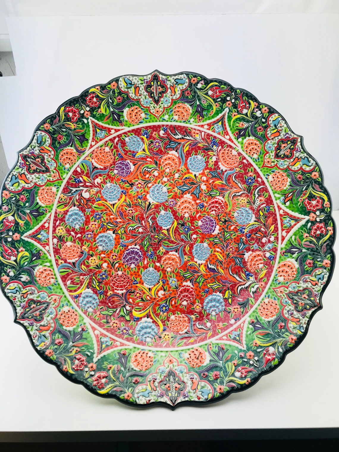 Hand Painted Ceramic Plate Nicely Designed Multicolor Etsy