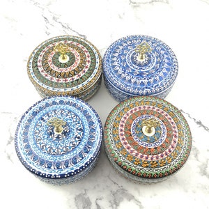 Turkish Sugar Bowl With Lid - Handmade and Hand Painted Traditional Designs