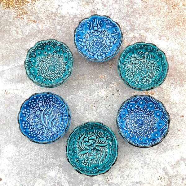 Ceramic Hand Painted Bowls - Small(8 cm) - Traditional Turkish Handmade Decorative Bowls