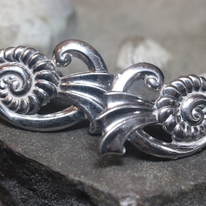 Old Vintage Sterling Silver Art Nouveau Earrings Screw Back