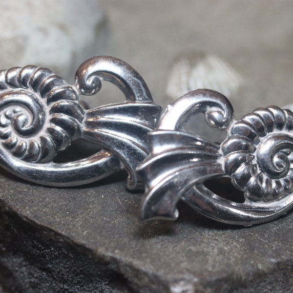 Old Vintage Sterling Silver Art Nouveau Earrings Screw Back