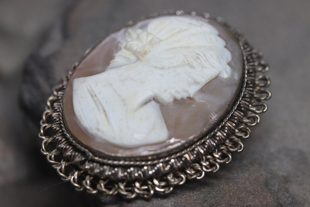 Old Vintage Carved Shell Silver Cameo Brooch Pin Pendant Necklace - Etsy